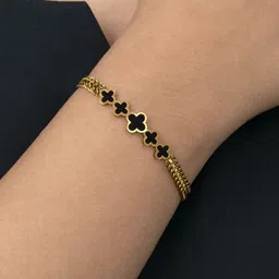 ARTKLIM Stainless Steel Gold-Plated Clover Charm Anti-Tarnish Link Bracelet image 4