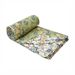 DecorativeDreams Green & Blue Printed Cotton Summer 150 GSM Single Bed Blanket image 2