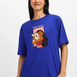 JUNEBERRY Women Printed Drop-Shoulder Sleeves Pure Cotton T-shirt-image-80