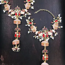 Jaynen Set Of 2 Gold-Plated Artificial Stones Studded & Beaded Ring Bracelet-picture-14