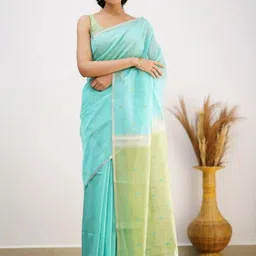 BAFNA MENS WEAR Woven Design Zari Linen Blend Handloom Saree-image-75