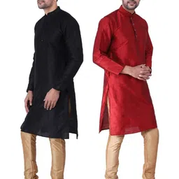 JEXI Men Regular Pure Silk Kurta with Churidar image 4