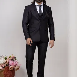 AEN FASHION Notched Lapel Long Sleeves Single-Breasted Blazer And Waistcoat With Trousers image 3