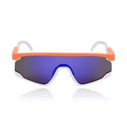 Irayz Men Blue Lens & Orange Sports Sunglasses with image 5