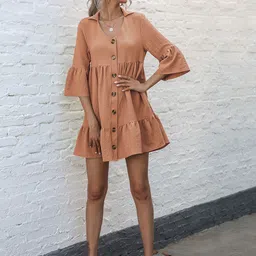DressBerry Textured Tiered Shirt Dress image 3