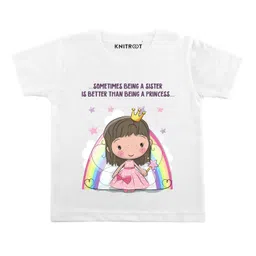 KNITROOT Half Sleeves Being A Princess Print Tee - White-image-84