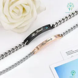 Arzonai Women Set Of 2 Silver-Plated Stainless Steel Link Casual Bracelet-image-4