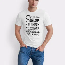 Seekbuylove Typography Printed Round Neck Short Sleeves Bio Finish Pure Cotton T-shirt image 5