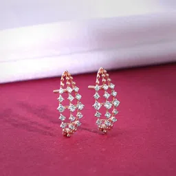 GIVA Women 14 Kt Rose Gold Lattice Bloom Diamond Earrings-picture-20