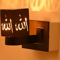 SOMIL Brown Printed Wooden Square Shaped Wall Lamp image 4