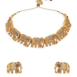 fabula Antique Intricate Textured Elephant Design Necklace And Earrings image 5