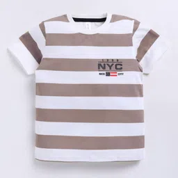 Ginie Boys Typography & All Over Stripe Printed Breathable Tshirt image 1