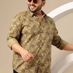 Sztori Plus Size Floral Printed Pure Cotton Regular Fit Shirt-image-78