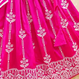 BAESD Girls Embroidered Thread Work Foil Print Ready to Wear Lehenga & image 2