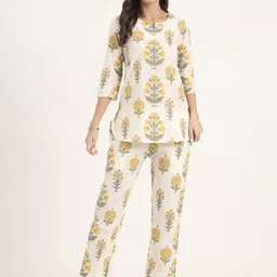 Divena Women Floral Printed Kurti & Payjama Night suit-image-85