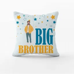 THE QUIRKY HOME White & Blue Printed Square-Shaped Rakshabandhan Gift Pre-Filled Cushion image 5