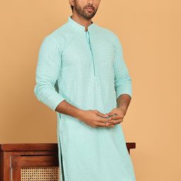 Jompers Geometric Embroidered Mandarin Collar Thread Work Straight Kurtas-picture-30