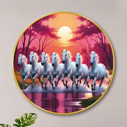 Myntra Elegant Homes Pink Horses Wall Hallway Round Portrait Painting Wall Art-picture-41