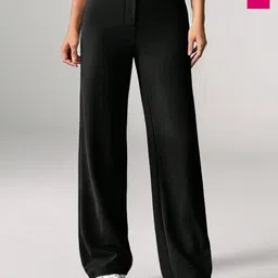 BAESD Women Pack of 2 Relaxed Straight Leg High-Rise Non Iron Trousers-picture-29