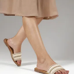 THE WHITE POLE Women Ethnic - Embellished Open Toe Flats image 2