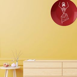 THE QUIRKY HOME White & Red Figure Printed Ceramic Wall Plates-picture-0