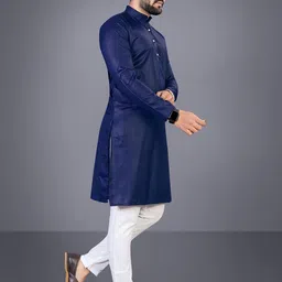 Attigo Mandarin Collar Straight Kurta with Pyjamas image 3