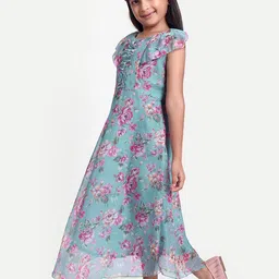 FEBVIBE Floral Print Flutter Sleeve Maxi Dress image 4