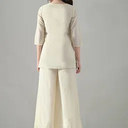 HERE&NOW Embroidered Pure Cotton Tunic & Trousers Co-Ord Set image 5