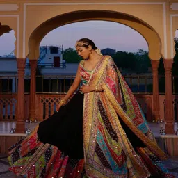 Tussya by Shreya Embroidered Dupatta with Mirror Work image 4