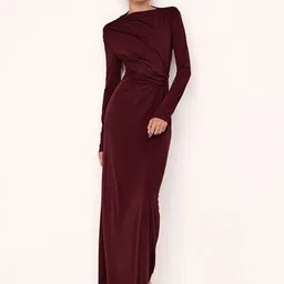 KPOP Women Solid Round Neck Bodycon Maxi Dress-image-54