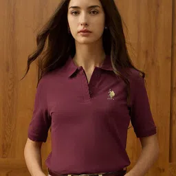 U.S. Polo Assn. Women Graphic Printed Polo Collar T-shirt-image-46