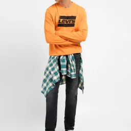 levi's Men's Brand Logo Crew Neck Sweatshirt Orange-picture-22