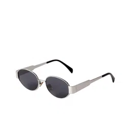 EYMEN I Unisex Full Rim Polarised and UV Protected Oval Sunglasses Oval@Silver_Black image 2