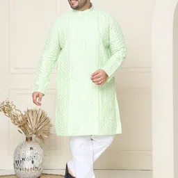SOJANYA PLUS Men Ethnic Motifs Embroidered Regular Kurta with Pyjamas image 1