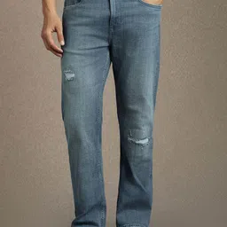 Louis Philippe Jeans Men Slim Fit Mid-Rise Mildly Distressed Light Fade Jeans-picture-17