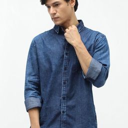 Urbano Fashion Men's Blue Regular Fit Full Sleeve Washed Denim Shirt-picture-14