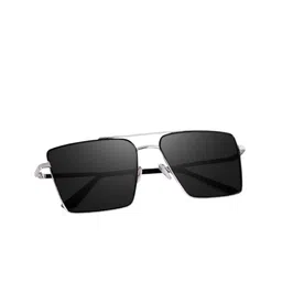 SPADEACES Unisex UV Protected Square Sunglasses HQ SILVER BLACK SQUARE -77_15_10 image 3