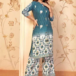 Ekta Textiles Embroidered Mandarin Collar Tunic With Palazzo Co-Ords image 5