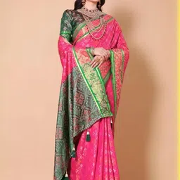 AKSH FASHION Pink Silk Blend Sarees-picture-12