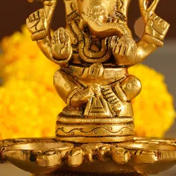 JAYPORE Gold Toned Antique Ganesh Murti Diya image 4