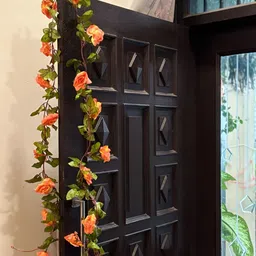 apka mart Orange & Green Hanging Rose Artificial Flower image 5