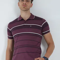 Monte Carlo Men Striped Polo Collar Pockets T-shirt image 2