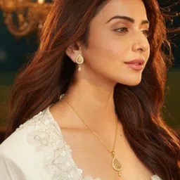 AccessHer Gold Plated Stones Studded Skin Friendly Teardrop Shaped Jewellery Set image 4