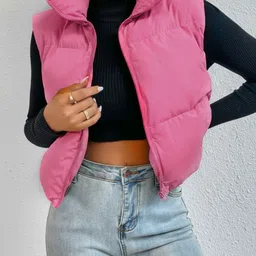 DIMPY GARMENTS Women Lightweight Crop Puffer Jacket image 5