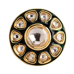 CURIO COTTAGE Gold-Plated Kundan Studded Adjustable Finger Ring image 4