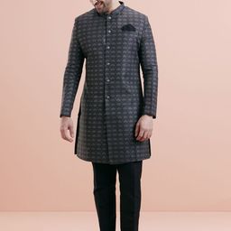 KISAH Men Ethnic Motifs Indowestern Sherwani Trouser Set-picture-43
