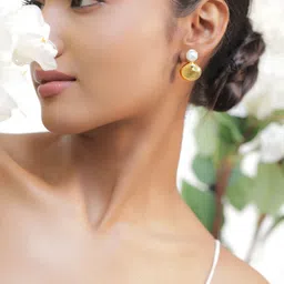 rubans voguish Rubans 18K Gold-Plated Stainless Steel Tarnish-Free Waterproof Pearl & Shell Drop Earrings image 4