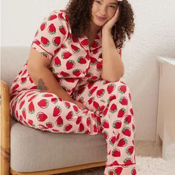 Trendyol Women Printed Pure Cotton Night Suit-image-27