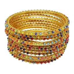 CHRISHAN Set Of 12 Gold-Plated Artificial Beads Beaded Bangles-picture-27