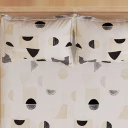 Home Centre White & Brown Printed Cotton 200 TC King Bedsheet Sets - 2.74 m x 2.74 m image 2